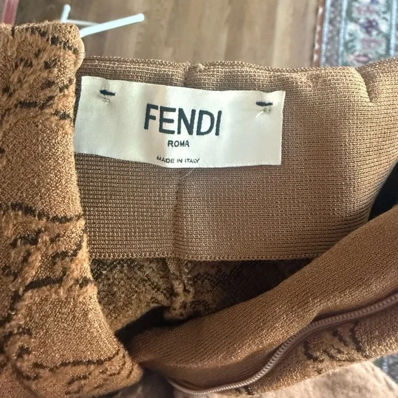 Fendi Tan Textured Trousers - Picture 3 of 3